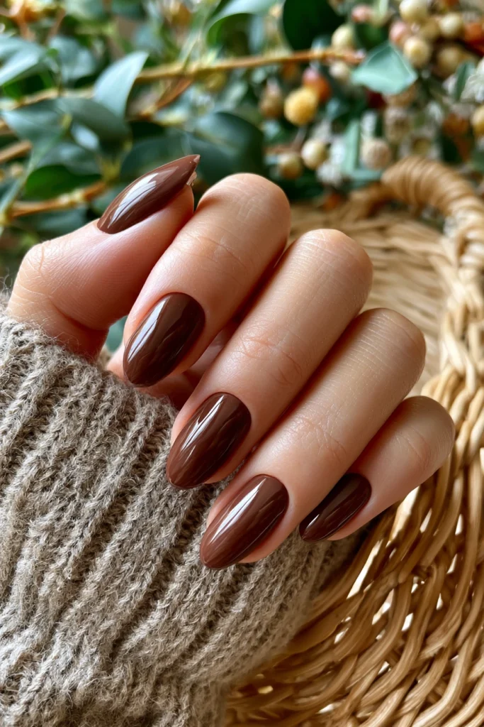 12 Nude Brown Nails Ideas 2 Classic Nude Brown Gloss Nails