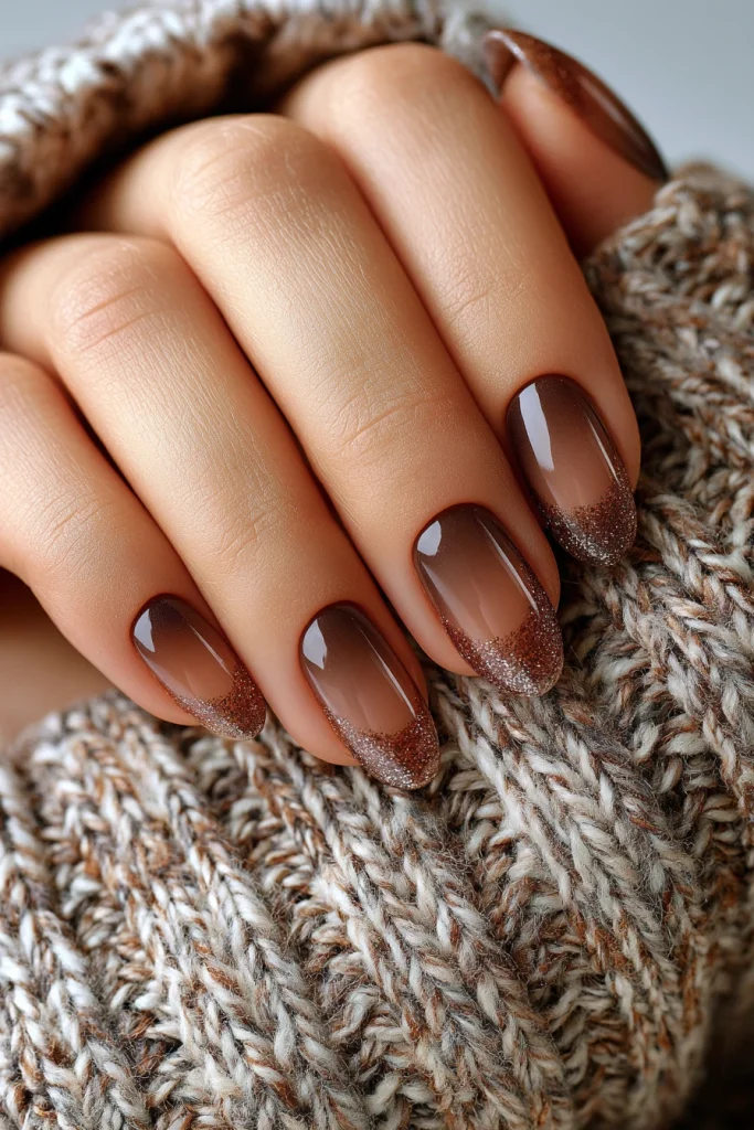 12 Brown French Nails Ideas 7 Colored Acrylic Nails in Brown Ombre French