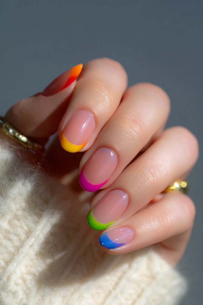 12 French Nails Summer Ideas 4 Colorful Rainbow French Manicure