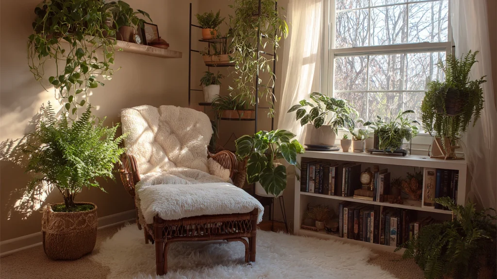 12 Modern Indoor Plants Styling Ideas 3 Create a Cozy Plant Reading Nook