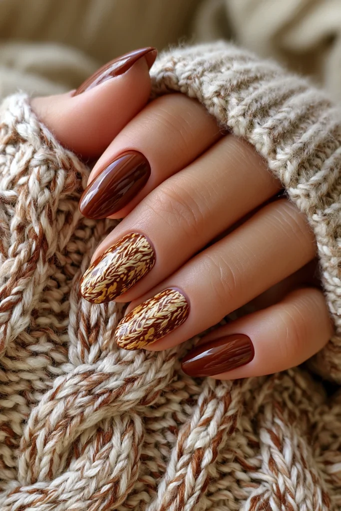 11 Chocolate Brown Nails Ideas 7 Croquette Nails in Warm Chocolate Tones