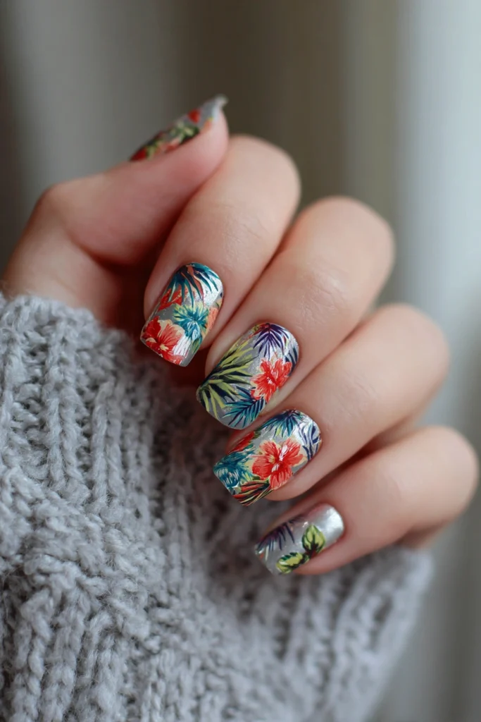 11 Summer Duck Nails Ideas 4 Cruise Nails with Tropical Artwork