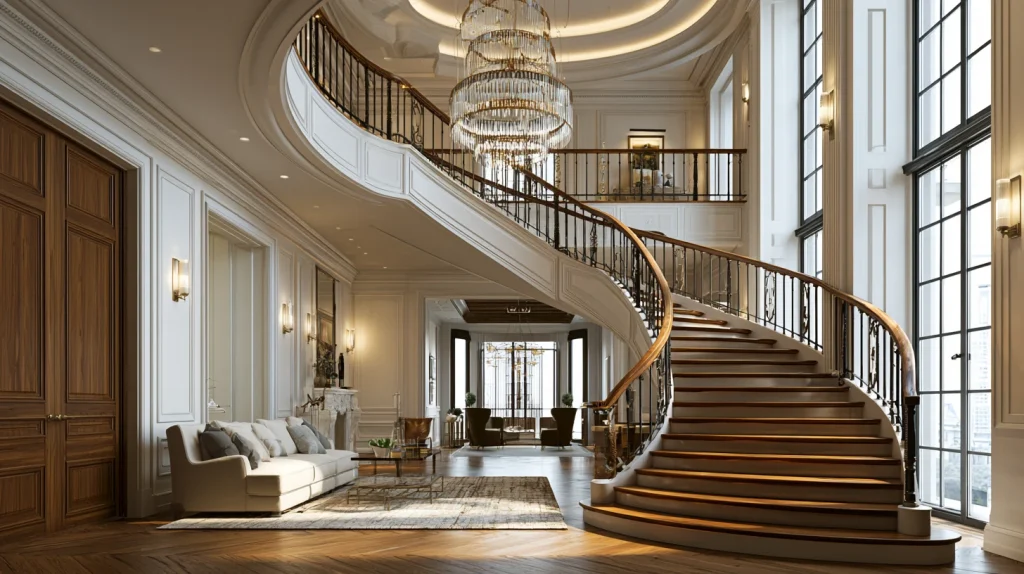 9 Popular Stairs Design Ideas 7 Curved Staircase for Luxury Appeal