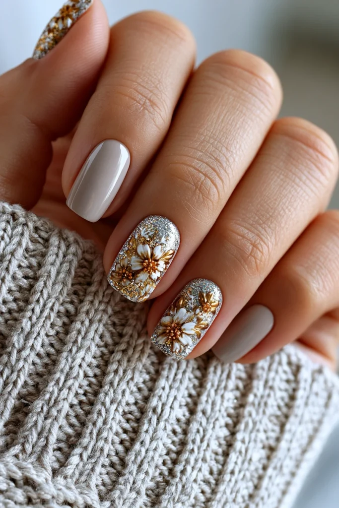 11 Chocolate Brown Nails Ideas 6 Cute 3D Nails with Brown Florals