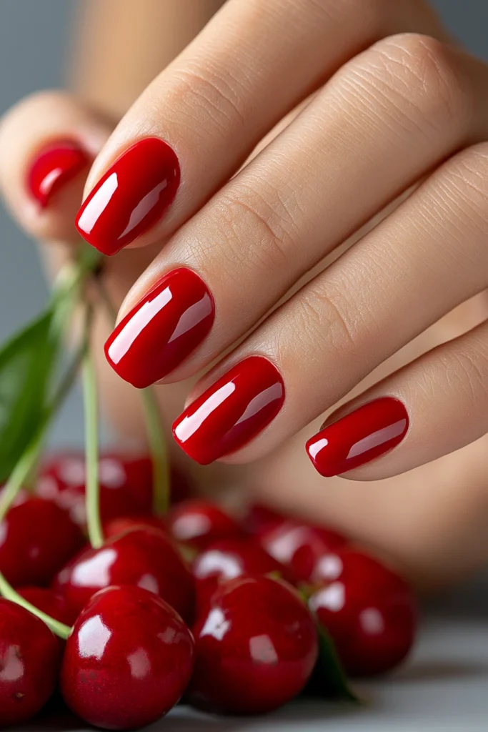 11 Cherry Red Nails Ideas 6 Cute Acrylic Nails in Cherry Red