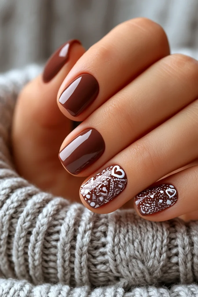 8 Cute Brown Nails Ideas 10 Cute Brown Nails with Heart Designs