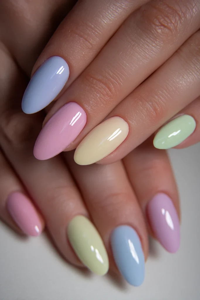 8 Short Almond Nails Summer Ideas 2 Cute Gel Nails in Pastel Shades
