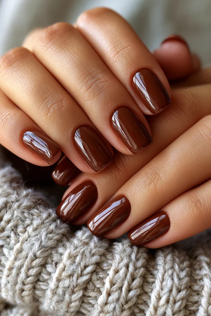 10 Brown French Tip Nails Ideas 5 Cute Gel Nails with Glossy Brown Finish