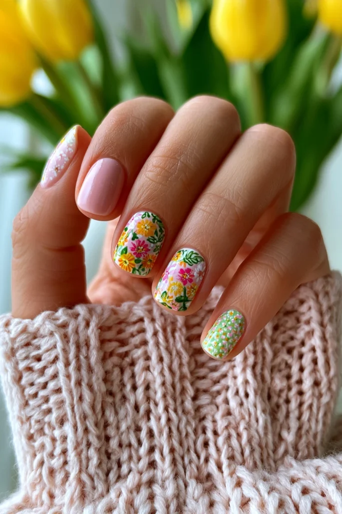 11 Pink and Brown Nails Ideas 3 Cute Spring Themed Nails with Floral Touches