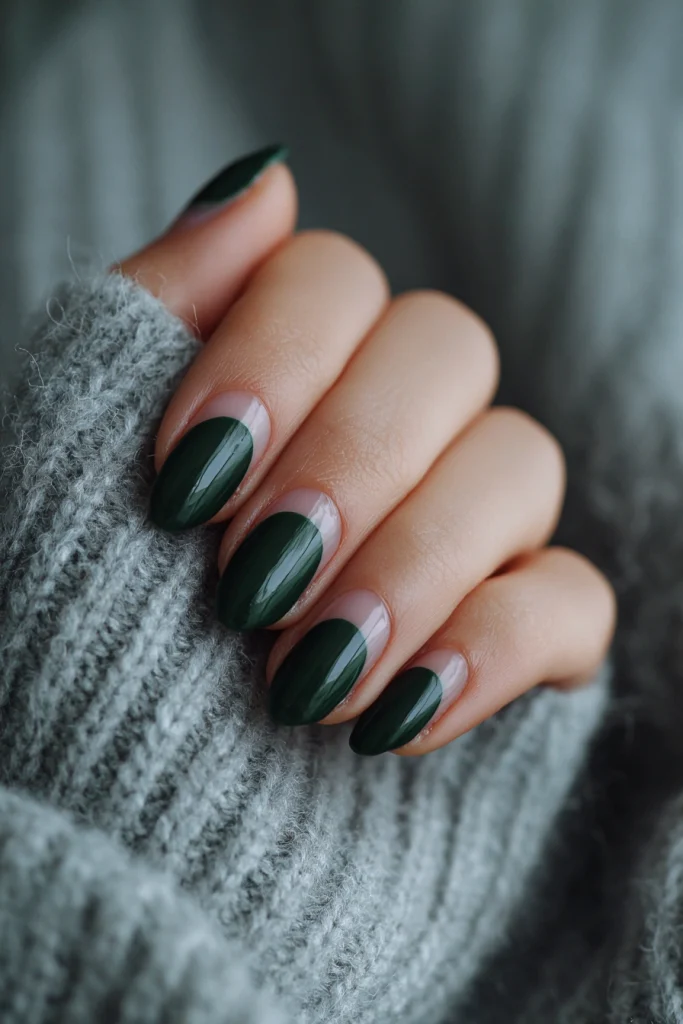 13 Summer Nails Green Ideas 4 Dark Green French Tips