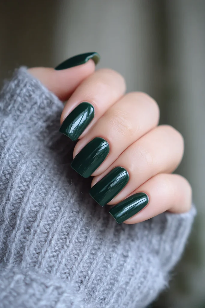 8 Best Toe Nails Summer Ideas 3 Dark Green Toe Nails with Glossy Finish