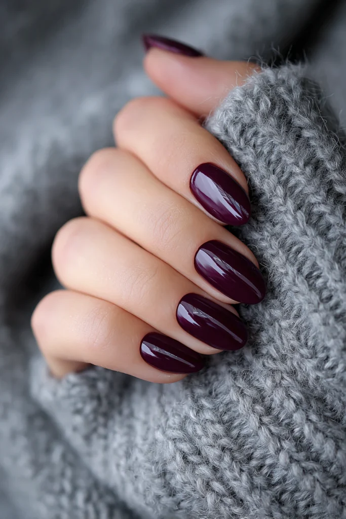 10 Dark Summer Nails Ideas 9 Dark Plum Nails with Minimalist Design