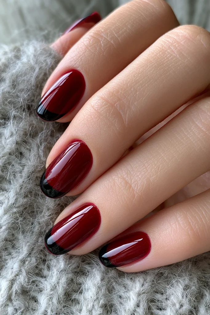 9 Dark Red Nails Ideas 10 Dark Red French Tips