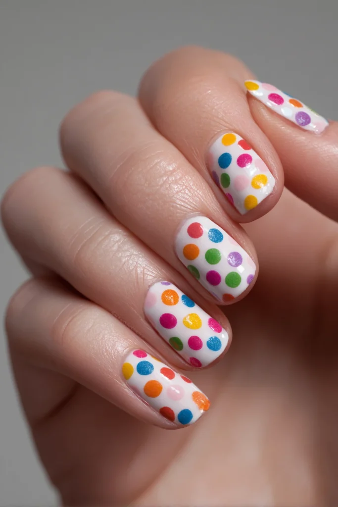 10 Best Short Gel Nails Summer Ideas 5 Dots Nails for Playful Summer Designs