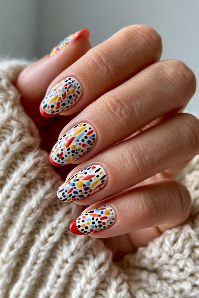 9 Summer Birthday Nails Ideas 10 Dots Nails with Colorful Pattern