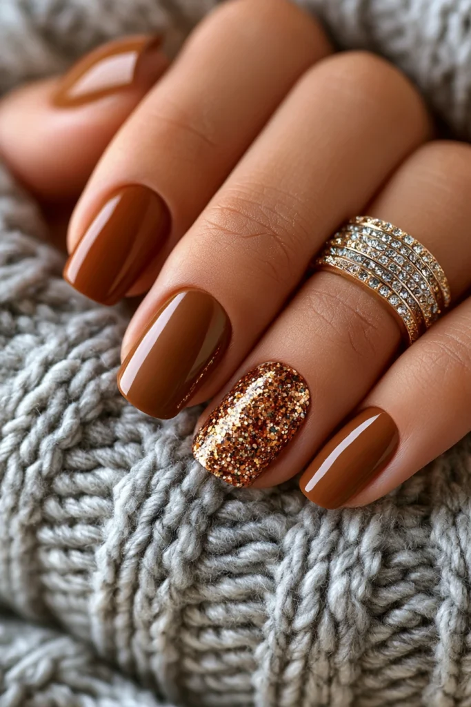 12 Brown and Gold Nails Ideas 10 Earthy Nails Designs Brown with Glitter Accents