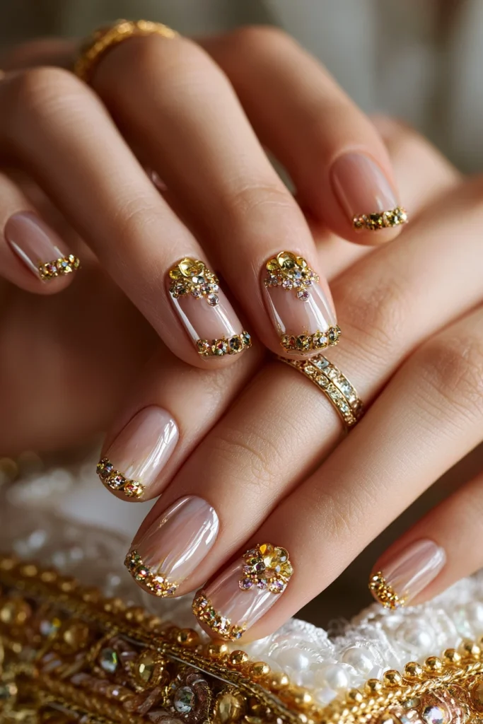 11 Chocolate Brown Nails Ideas 9 Extra Nails with Gold Embellishments