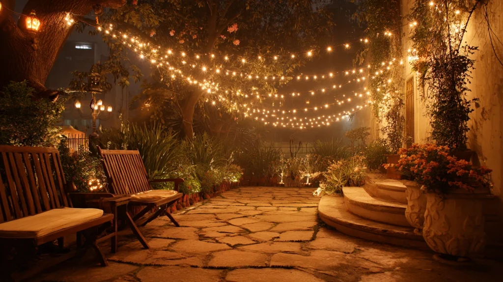 12 Most Famous Small Terrace Garden Ideas 10 Fairy Light Decor for Evening Ambience