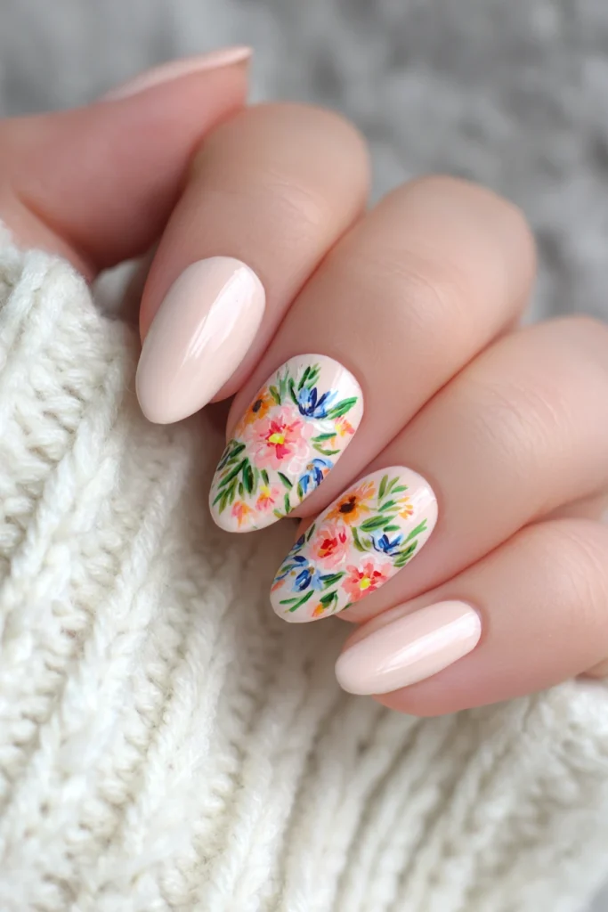 8 Short Almond Nails Summer Ideas 3 Floral Nails for Feminine Summer Vibes