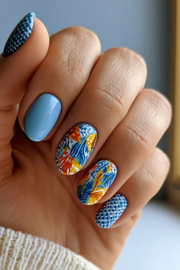 8 Brown and Blue Nails Ideas 6 Fun Nails Blue with Abstract Patterns