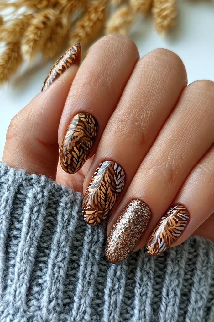 9 Dark Brown Nails Ideas 7 Funky Nails with Abstract Brown Art