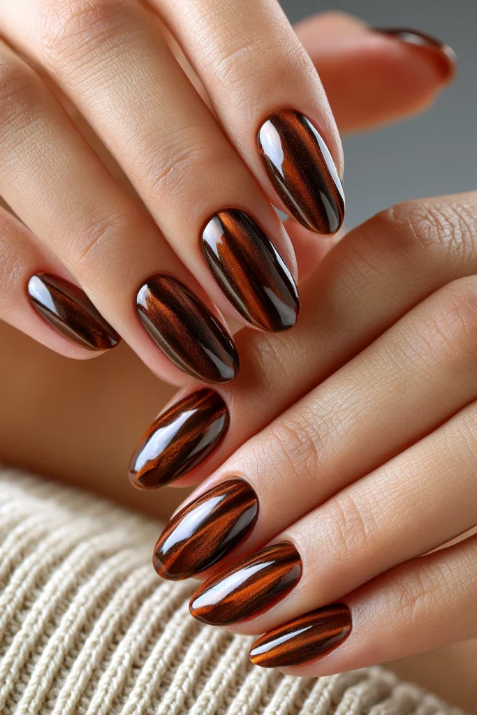 9 Brown Cat Eye Nails Ideas 3 Gel Nail Set Brown Cat Eye Design