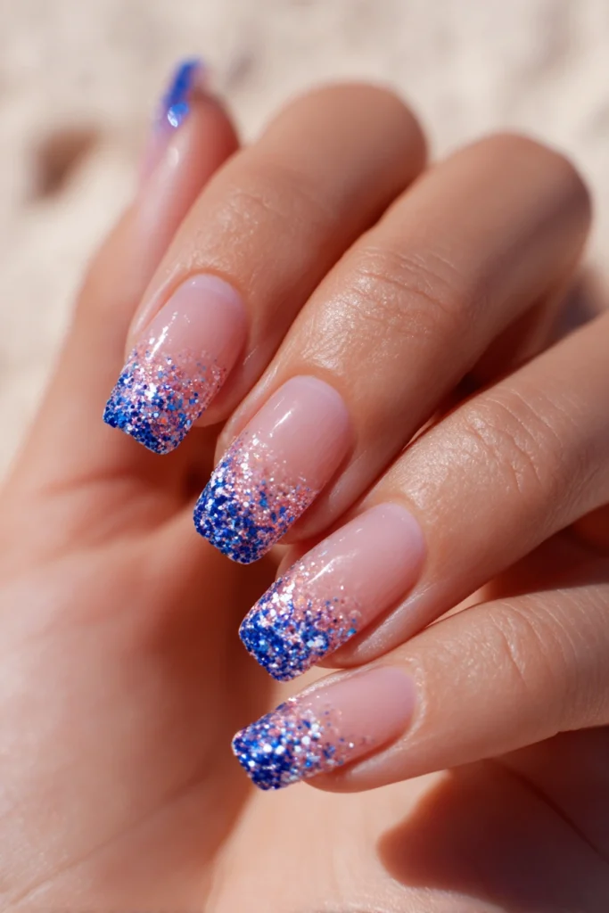 12 French Nails Summer Ideas 8 Glitter French Tips for Summer Glam