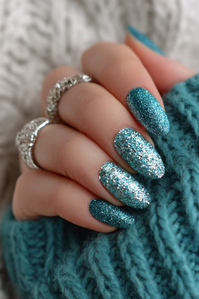11 Summer Duck Nails Ideas 9 Glitter Teal Summer Nails