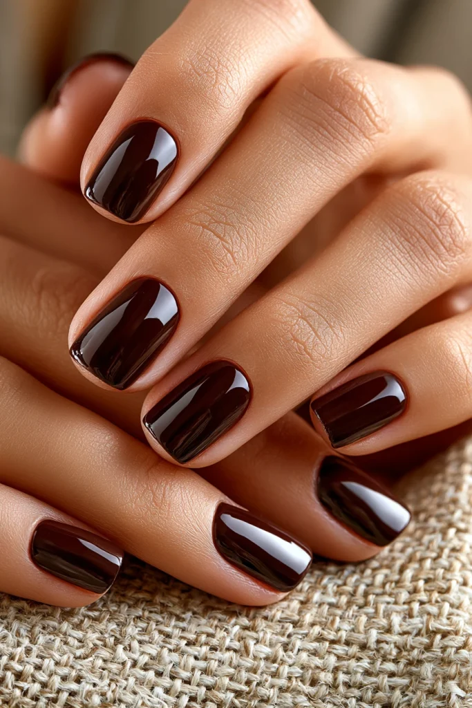 8 Brown Gel Nails Ideas 2 Glossy Chocolate Brown Gel Nails