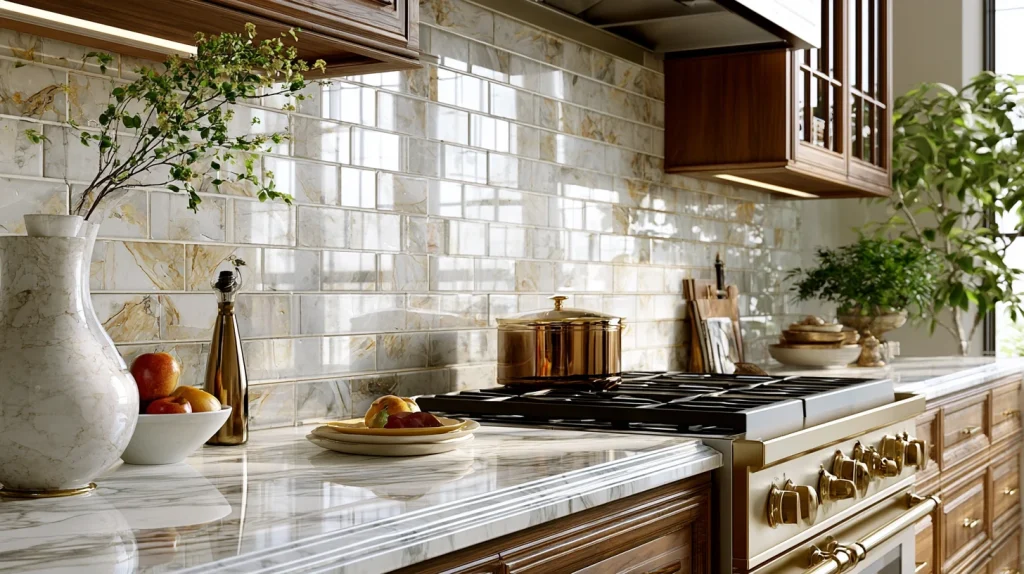 11 Unique White Kitchen Backsplash Ideas 12 Glossy White Marble Backsplash Elegance