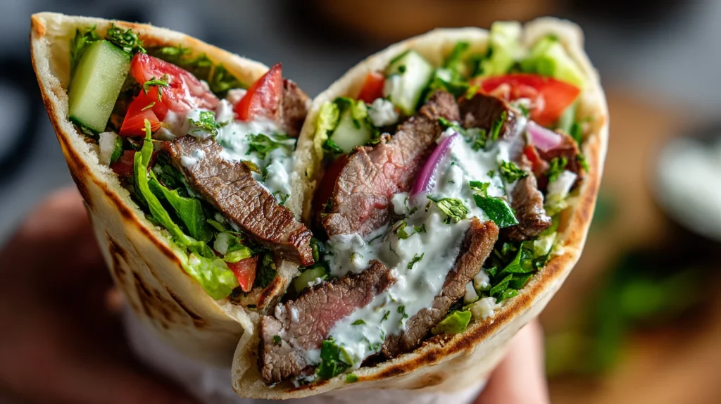 Greek Beef Pita Wraps - Flavor-Packed Mediterranean Favorite 2 Greek Beef Pita Wraps