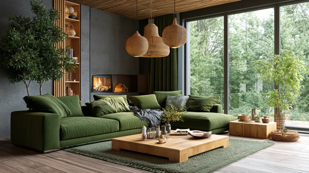 11 Popular Earthy Minimalist Living Room Ideas 7 Green Couch Room Ideas with Natural Accents