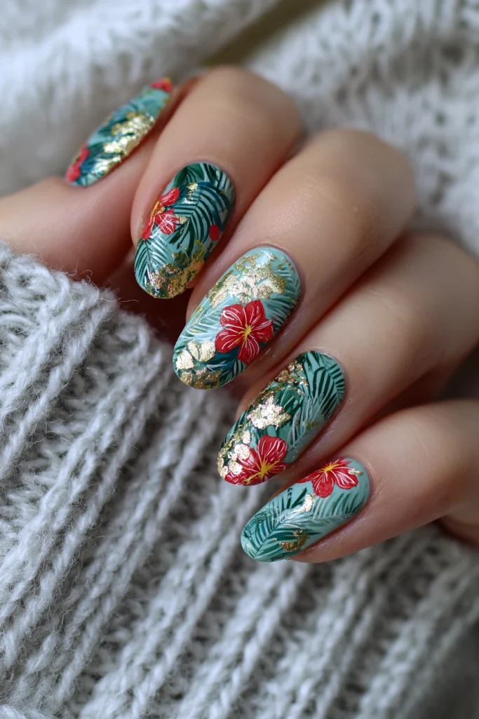 12 Modern Summer Nails Flowers Ideas 9 Holiday Nails with Tropical Blooms