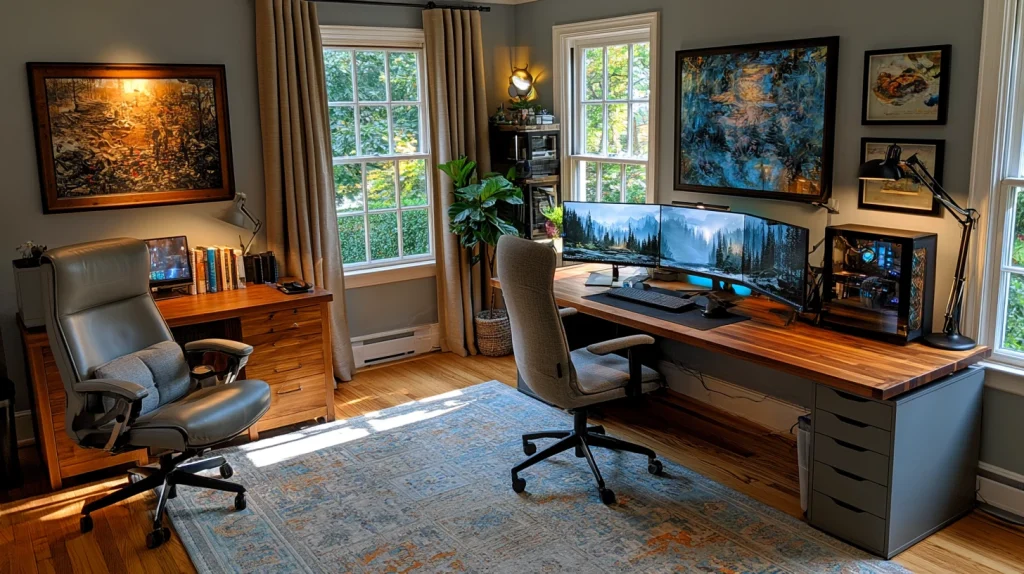 7 Modern Cool Home Office Ideas for Men Ideas 3 Home Office Gamer Setup for Dual Use