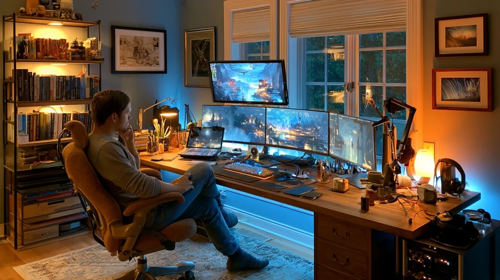7 Modern Cool Home Office Ideas for Men Ideas 8 Home Office Men with Smart Lighting Setup