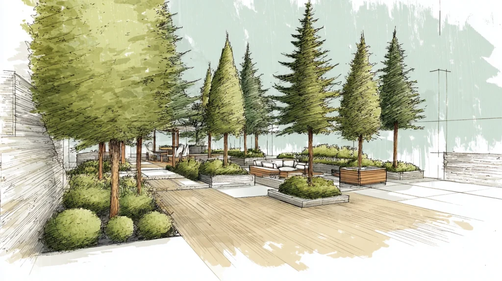 8 Modern Fast Growing Front Yard Shade Trees Ideas 9 Incorporate Trees into a Structured Landscape Layout