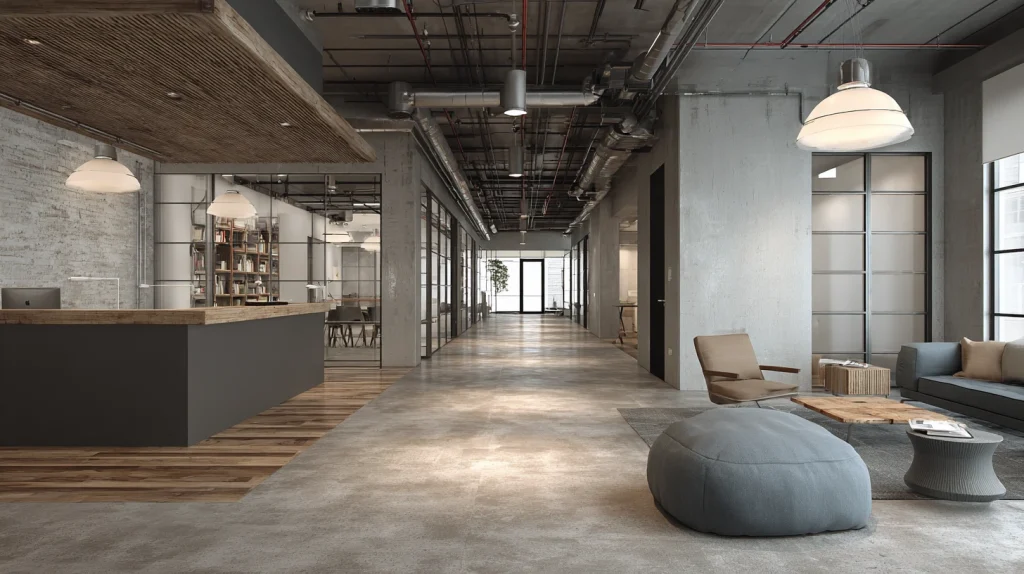 9 Best Office Reception Interior Design Ideas 6 Industrial Office Lobby Featuring Open Space