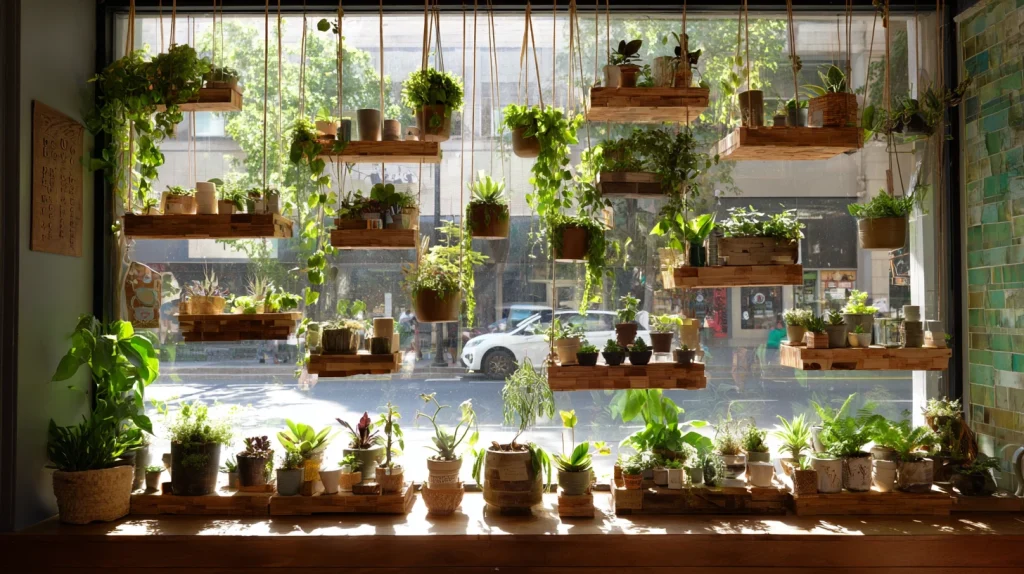 10 Special Hanging Plants Indoor Ideas 3 Install Hanging Plant Shelves Window Displays