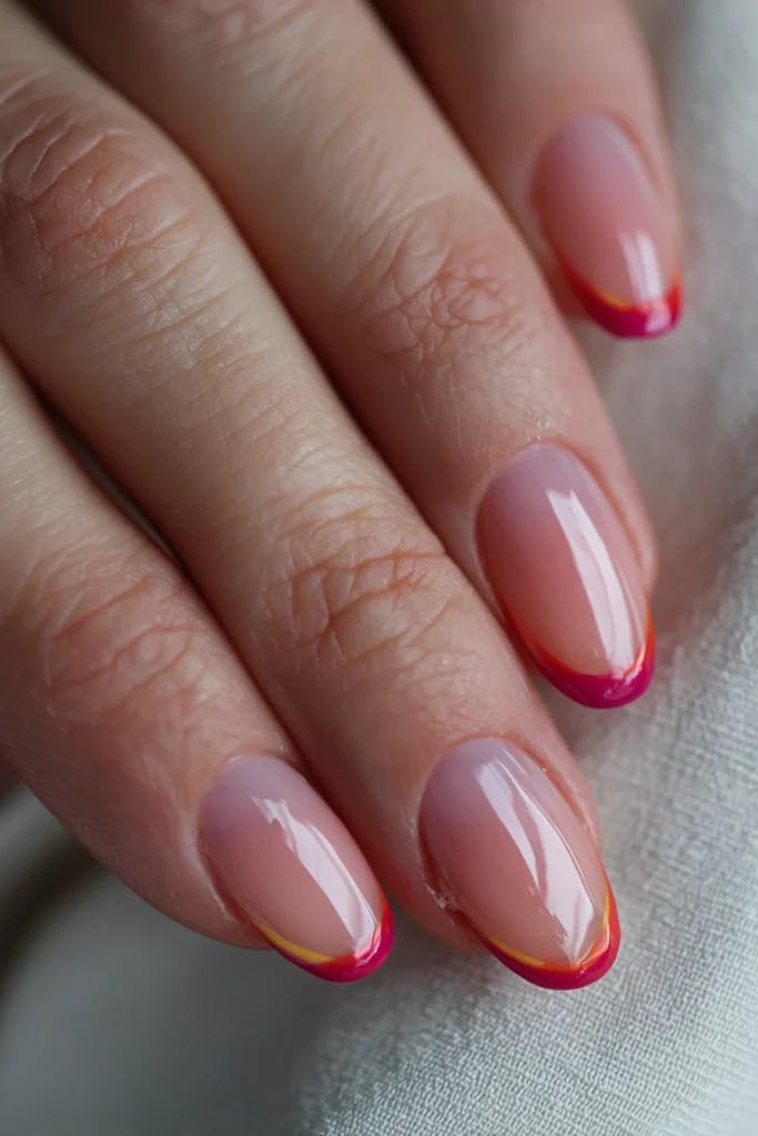 8 Special Summer Nails Inspiration Ideas 2 Late Summer French Tip Nails with Seasonal Colors