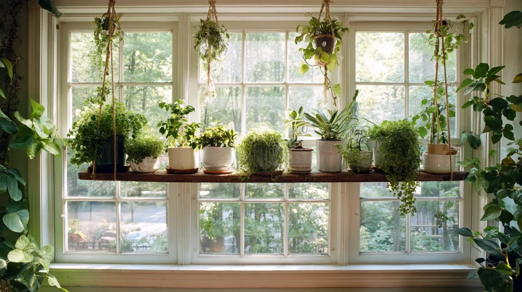 10 Special Hanging Plants Indoor Ideas 5 Layer Plants on Hanging Window Shelves