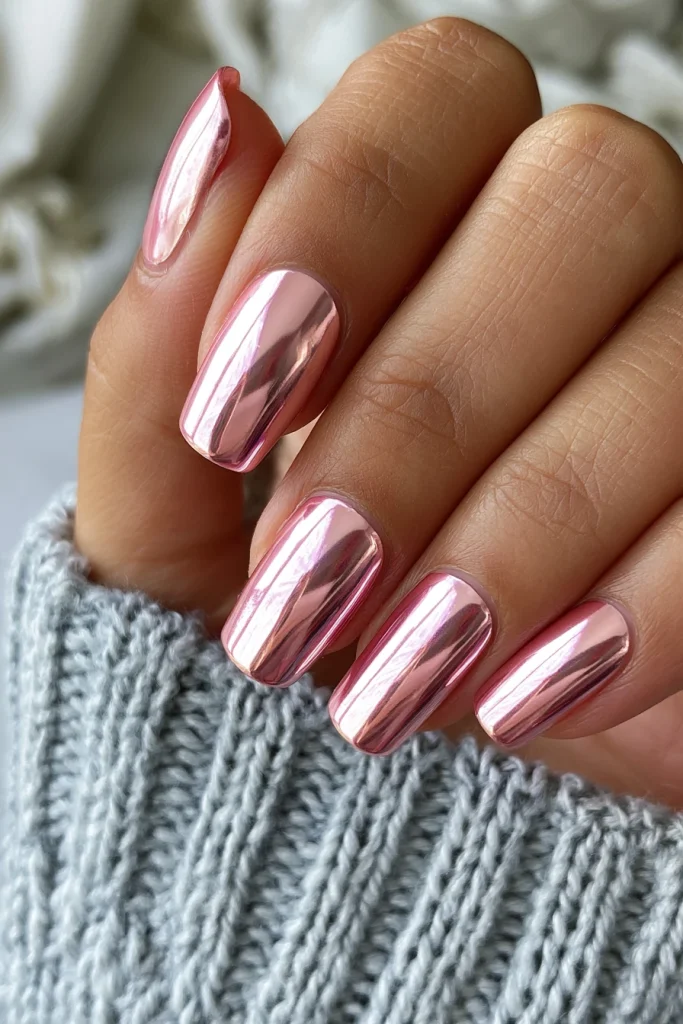 9 Glazed Donut Nails Hailey Bieber Pink Ideas 2 Light Pink Chrome Acrylic Nails