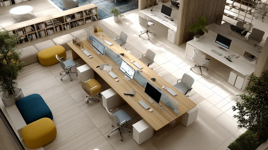 9 Famous Home Office Layout Ideas 2 Long Desk Layout for Shared or Multi Tasking Work