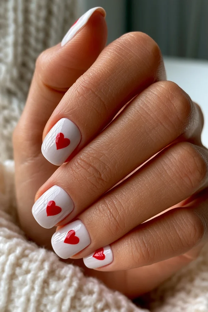 11 Cherry Red Nails Ideas 9 Love Nails with Minimalist Art