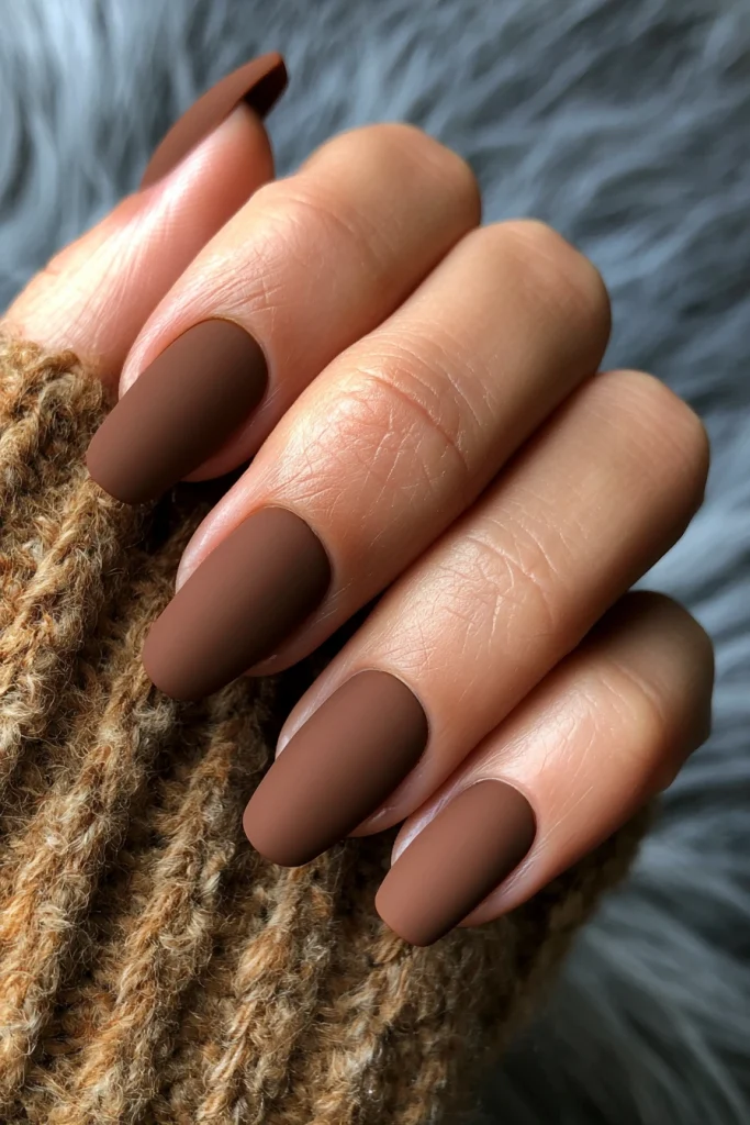 8 Brown Gel Nails Ideas 5 Matte Caramel Brown Nails