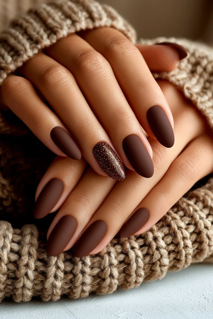 11 Chocolate Brown Nails Ideas 3 Matte Chocolate Brown Almond Nails