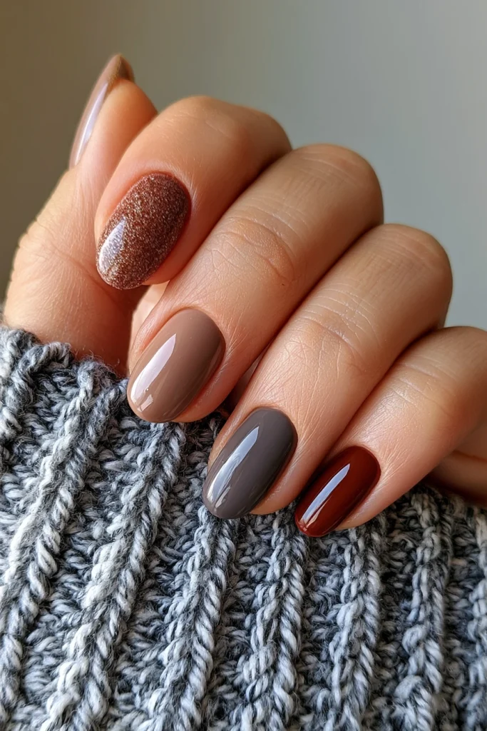 13 Green and Brown Nails Ideas 14 Minimal Earth Tone Nails