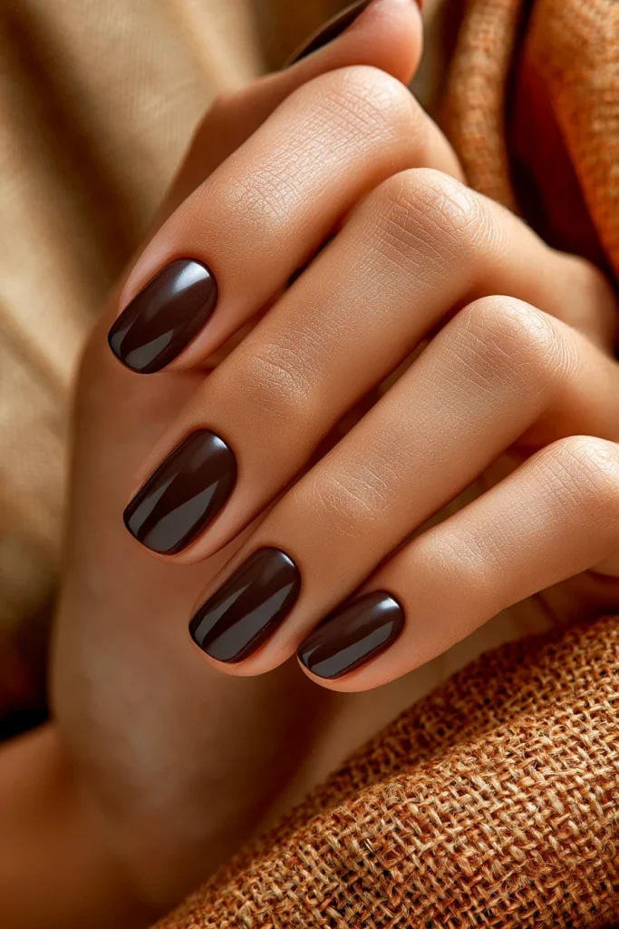 9 Dark Brown Nails Ideas 4 Minimalist Nails with Matte Dark Brown 1