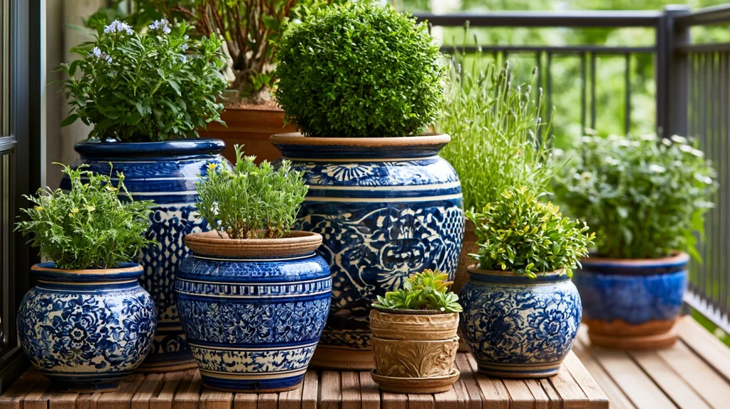 8 Famous Small Balcony Garden Ideas 9 Mix Decorative Pots for a Beautiful Balcony