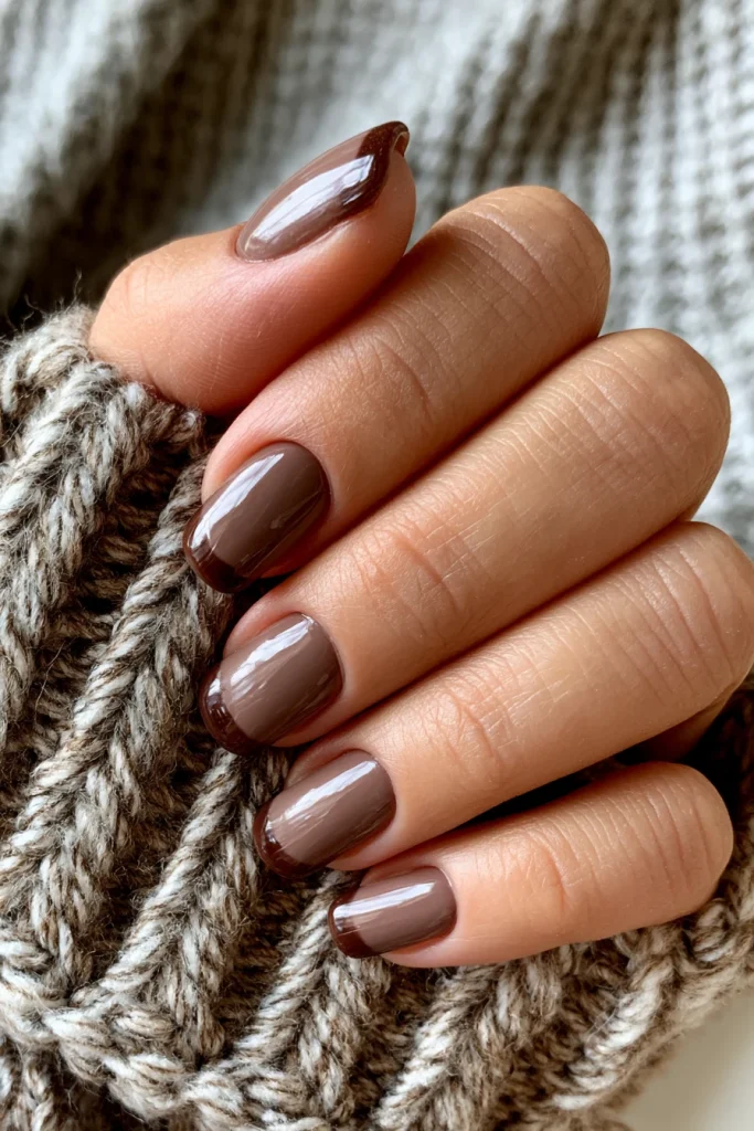 8 Brown Gel Nails Ideas 3 Mocha Brown French Tips