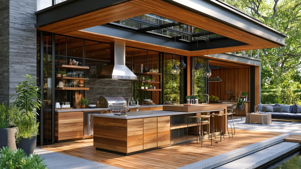 9 Modern Outdoor Kitchen Design Ideas 7 Modern Outdoor Kitchen with Island Setup